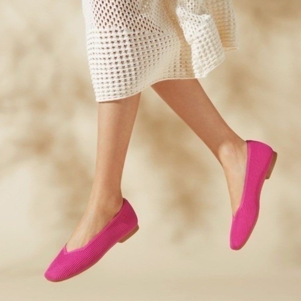 VIVAIA Margot 2.0 Pitaya Pink Square Toe Knit Ballet Flats EU 37.5 US 7 W